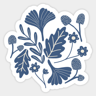 Autumn magic forest in blue Sticker